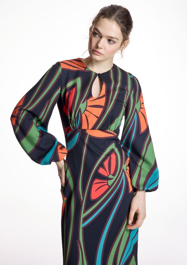 vestido negro estampado alba conde 