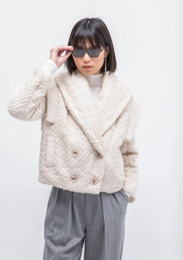 Trench lana beige
